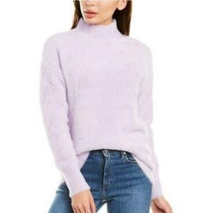 French Connection Edith Knit Lilac Shimmer Mock Fuzzy Sweater